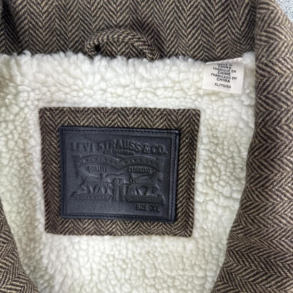 Levis Premium Jasper Club Skull Patch Sherpa Lined Herringbone Blazer Size XL - Picture 3 of 8